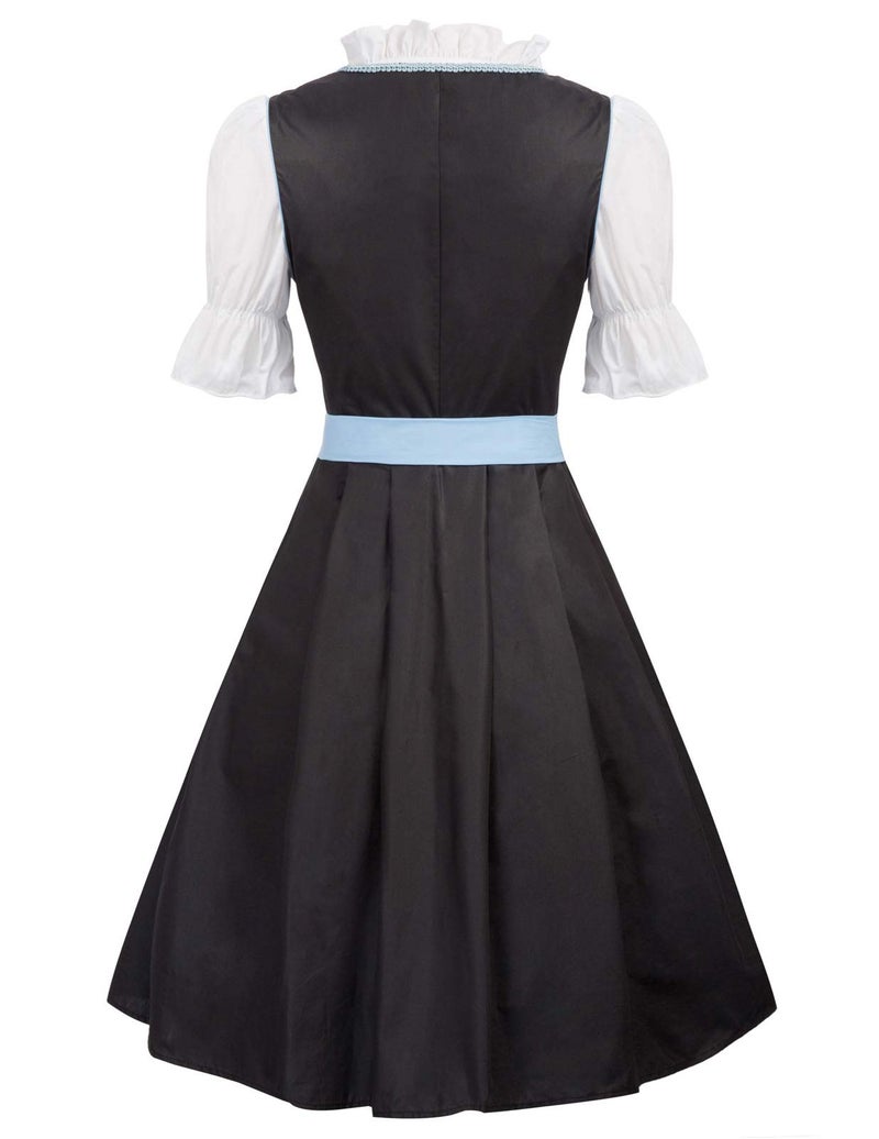 JASAMBAC German Authentic Drindl Costumes Oktoberfest Top Halloween Dirndl Dress Size L Color Black - Image 4
